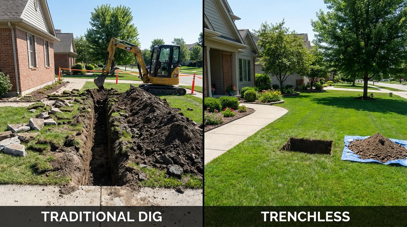 Trenchless sewer repair with minimal yard damage versus traditional excavation in Cottage Grove, OR